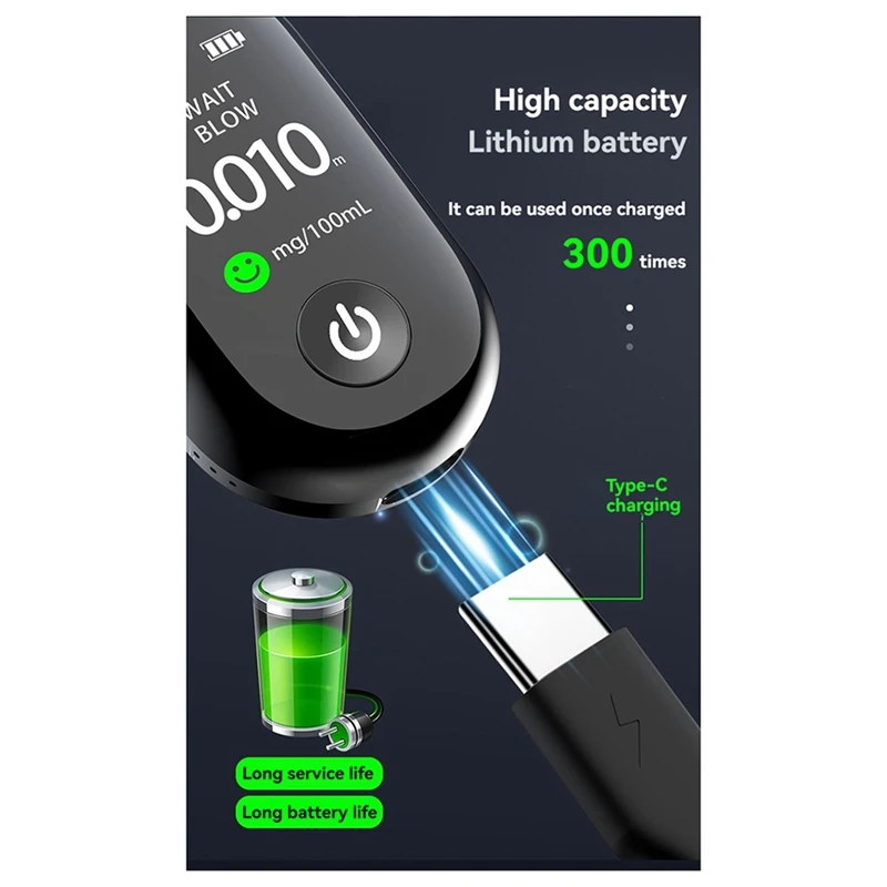 Rilevatore di alcol compatto altamente accurato Etilometro ricaricabile a lunga durata G1 Tester multilingue