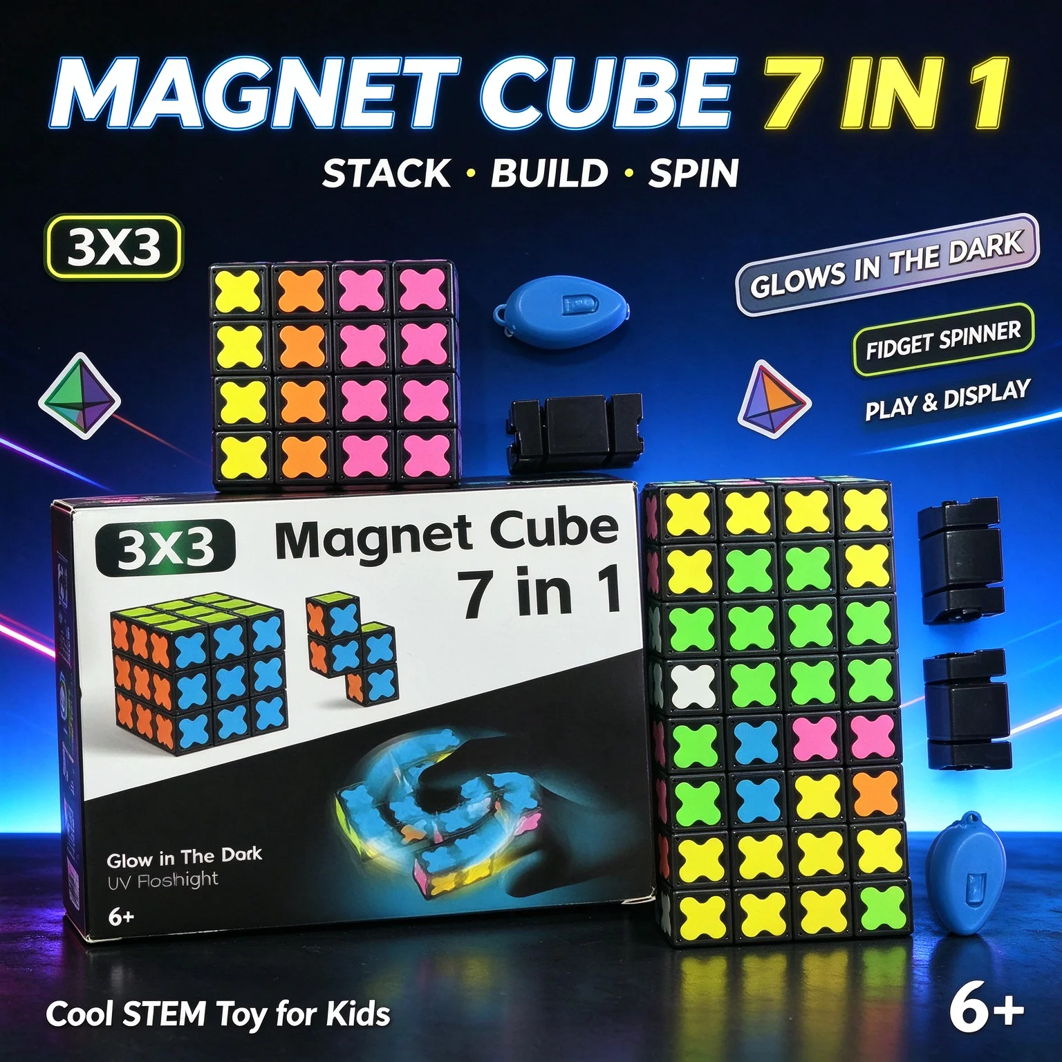 7-in-1 Magnetic Cube DIY Building Blocks