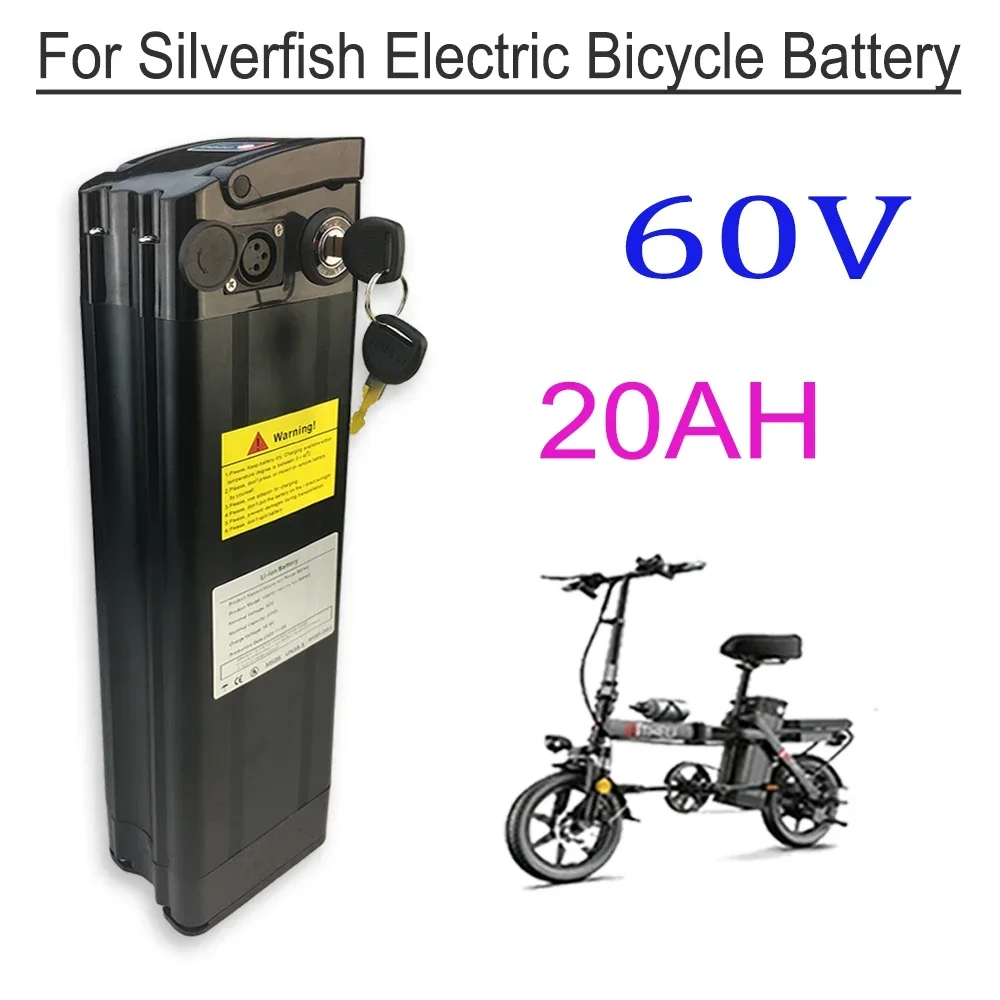 Ebike Battery Silver Fish 60V 20Ah 18650 Li-ion Battery，electric bicycle battery pack+charger