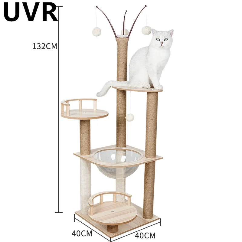 Imagem -03 - Uvr Madeira Gato Escalada Frame Cápsula Espacial Grande Ninho de Gato Tudo-em-um Árvore Salto Brinquedos