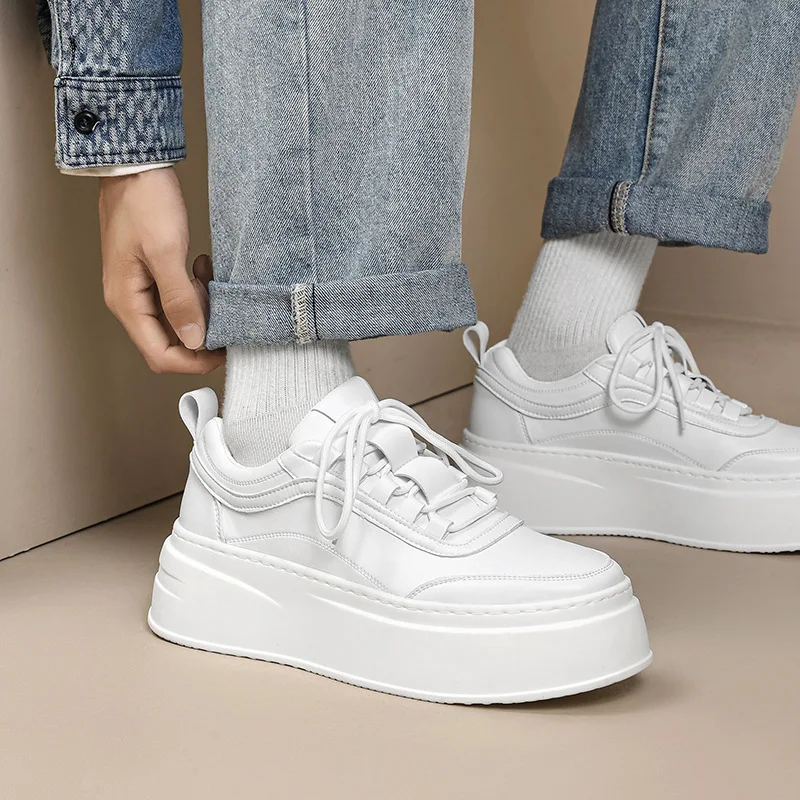 

Trendy White Shoesmen2026autumnew Arrivalthick Sole Breathable Shoes Men's Sneakers Hidden Heel Sports Casual Shoes
