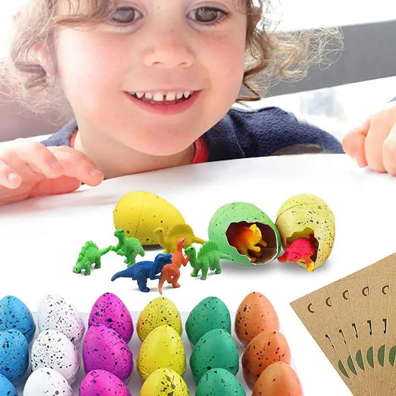 24 Assorted Color Dinosaur Hatching Eggs Growing Magic Water Hatching Dinosaur Eggs With Assorted Colors For Kids Birthday Party