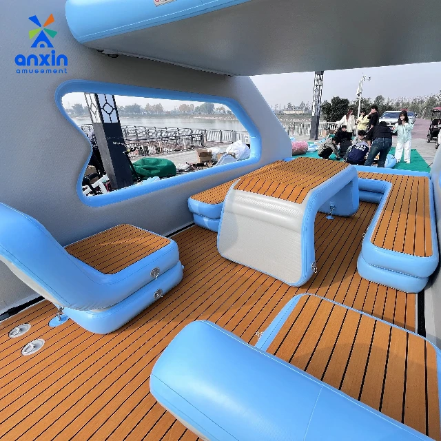 China Factory Price Entertainment Inflatable Yacht Houseboat Outdoor Custom Inflatable Leisure Boat for Sea Lake Vacation