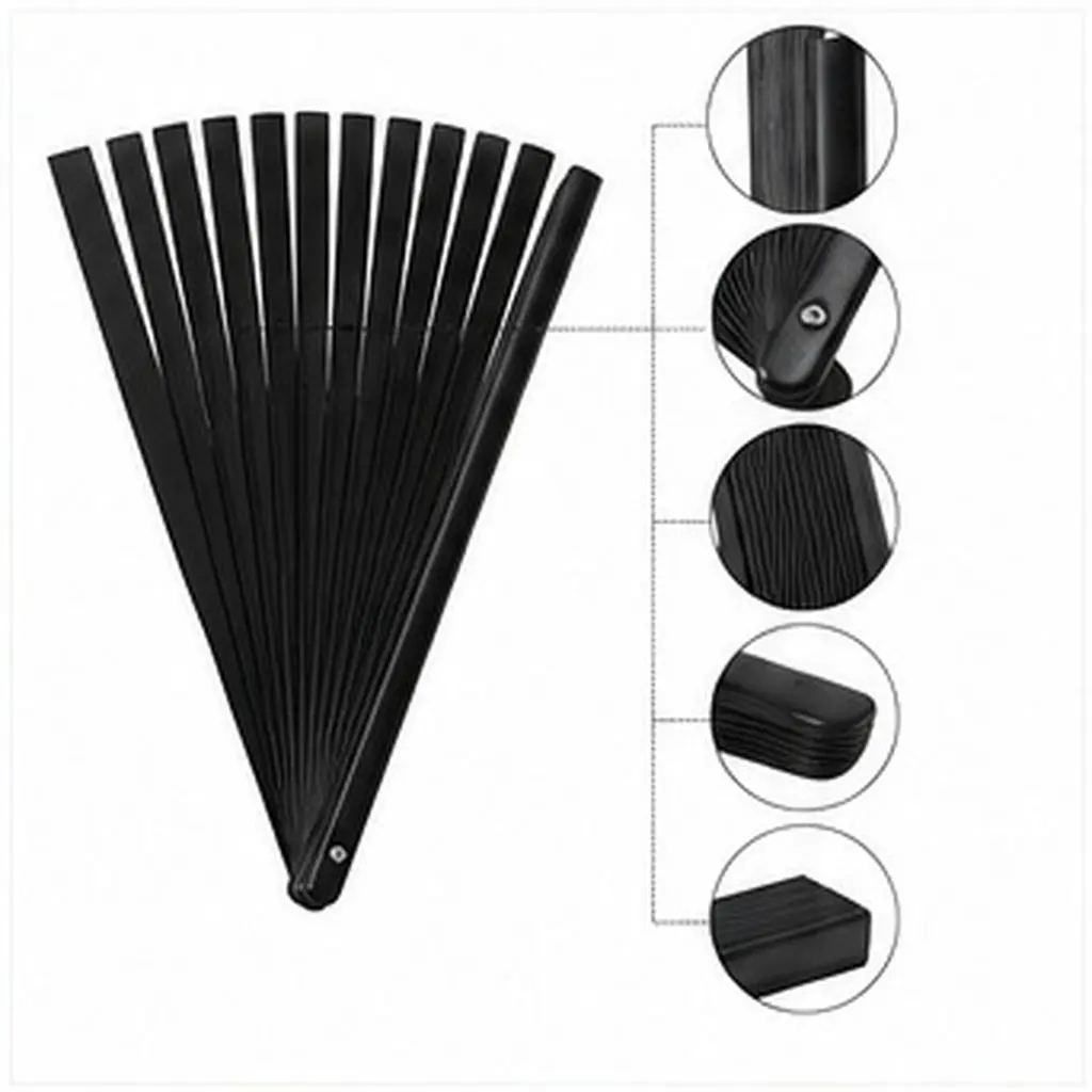 Folding Fan Frame Bamboo Wood DIY Handheld Foldable Fan Making Frame Black for Crafts Sewing Art Display Decoration