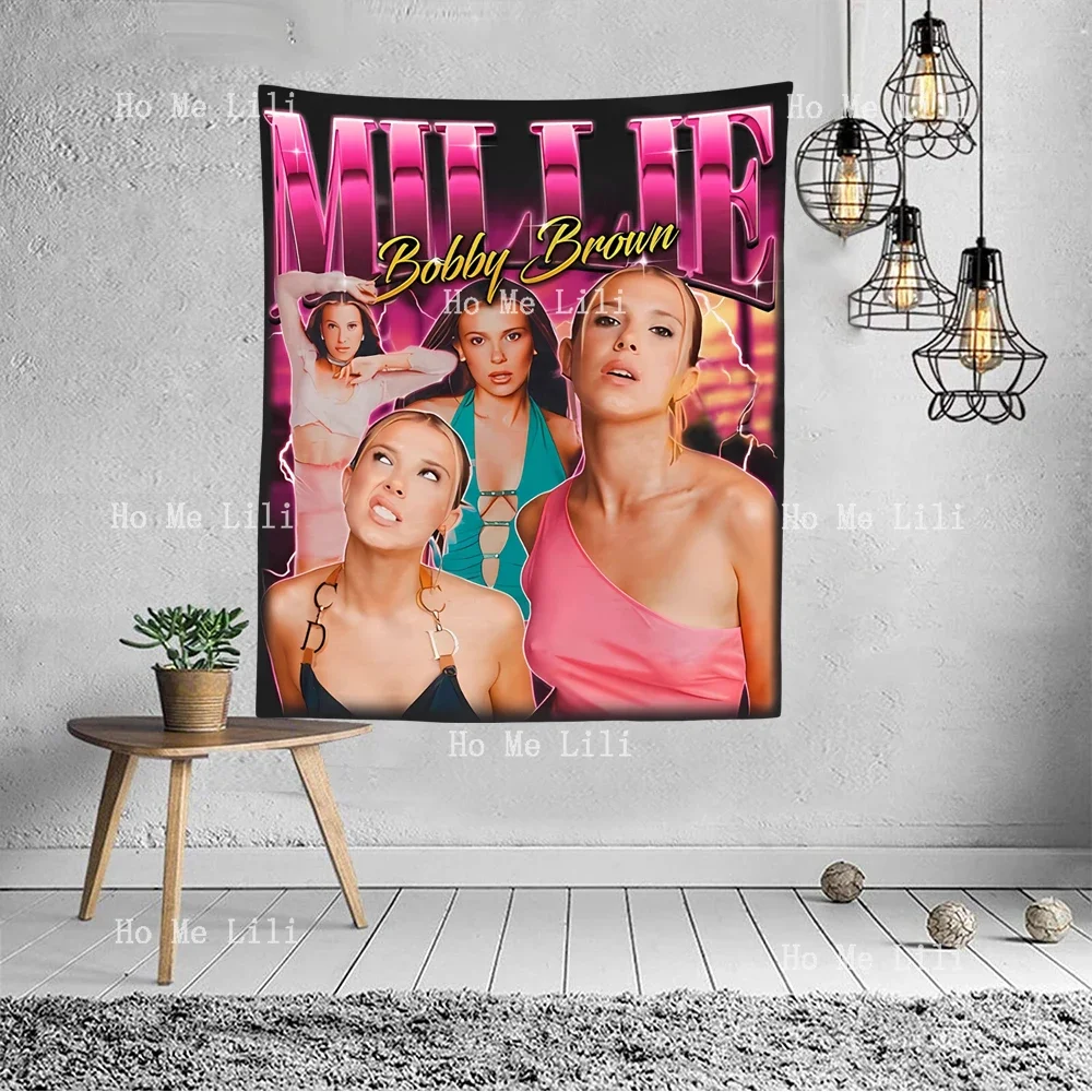 Millie Bobby Brown Retro 90s Fan Gift Homage Tapestry Wall Hanging For Bedroom Livingroom Modern Design