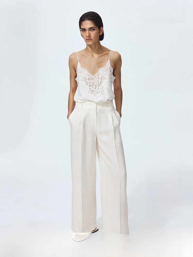 

Comfortable Fashionable Wide Leg Pants for Women High Waist Trousers Lenzing Lyocell Fiber Formal Wear Summer New Arrival