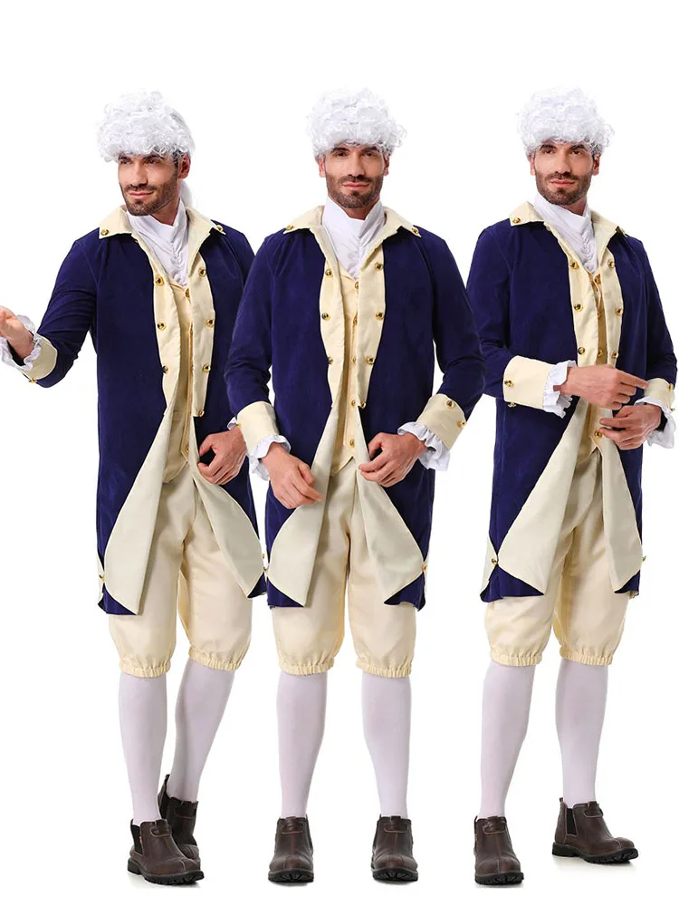 

loween Waington President Lawyer Tailcoat Gentleman Costume Retro Court Performance Par Polyester Traditional Ethnic Wear