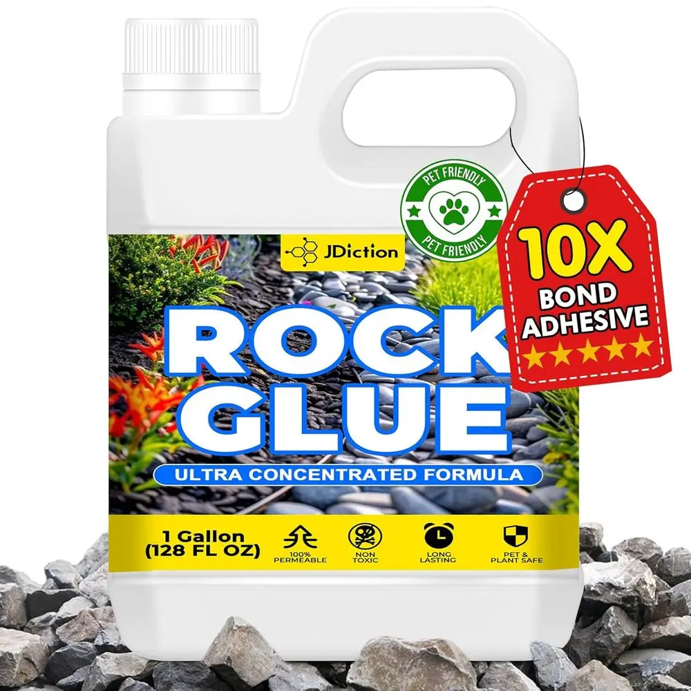 

Rock Glue or Lanng 1 Gallon - 10X Concentrated Mulch Glue or Lanng, Gravel Binder or Stone/Pebble, Landse Gravel Adhesive, Rock