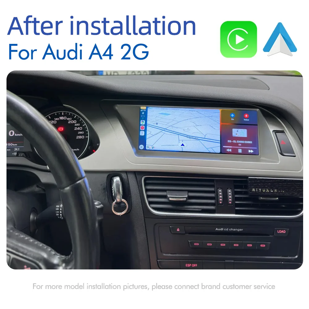 CarPlay For Audi A4 B8 A5 2008 2009 2010 MMI 2G High CD Changer Android 14 8+128GB Car Multimedia Player Stereo GPS Navi Screen