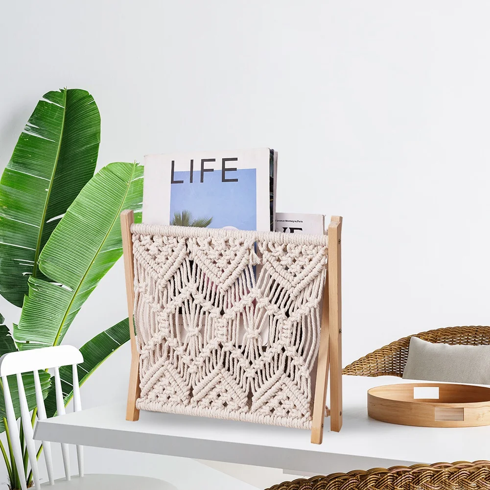A51M-Magazine Rack Bohemian Style Magazine File Rack سلة تخزين المجلات #4