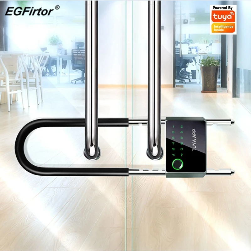 

Waterproof Tuya Bluetooth APP Control Bicycle U Shape Fingerprint Smart Bike Lock With Password IC Card Key Backup Unlock Way