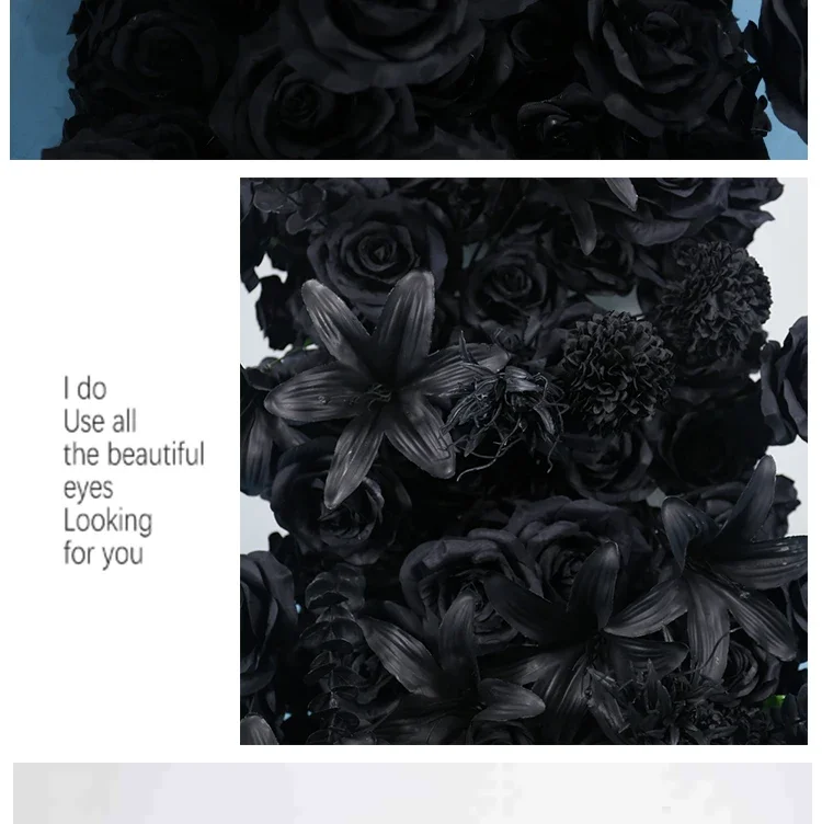 Schwarze Künstliche Blumenreihe Tischläufer Sofa Boden Blumenarrangement Hochzeit Hintergrund Dekoration Blumen Party Bankett Event Requisiten – Detail 6