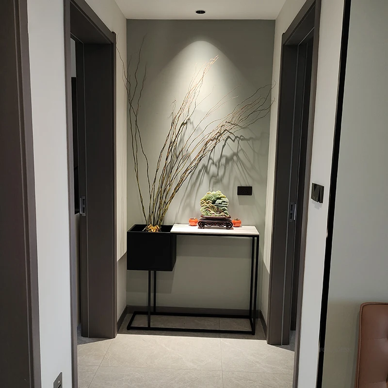 Nordic Marble Console Tables with Flower Rack Living Room Furniture Entrance Console Table Light Luxury Designer Hallway Table