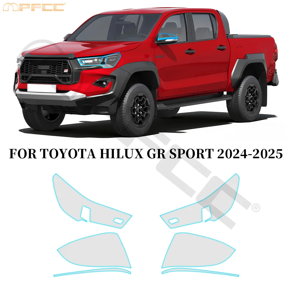

For Toyota Hilux GR Sport 2024-2025 Headlight Rearview B Pillars Film TPU Paint Protection Film Pre-cut Clear PPF Anti-Scratch