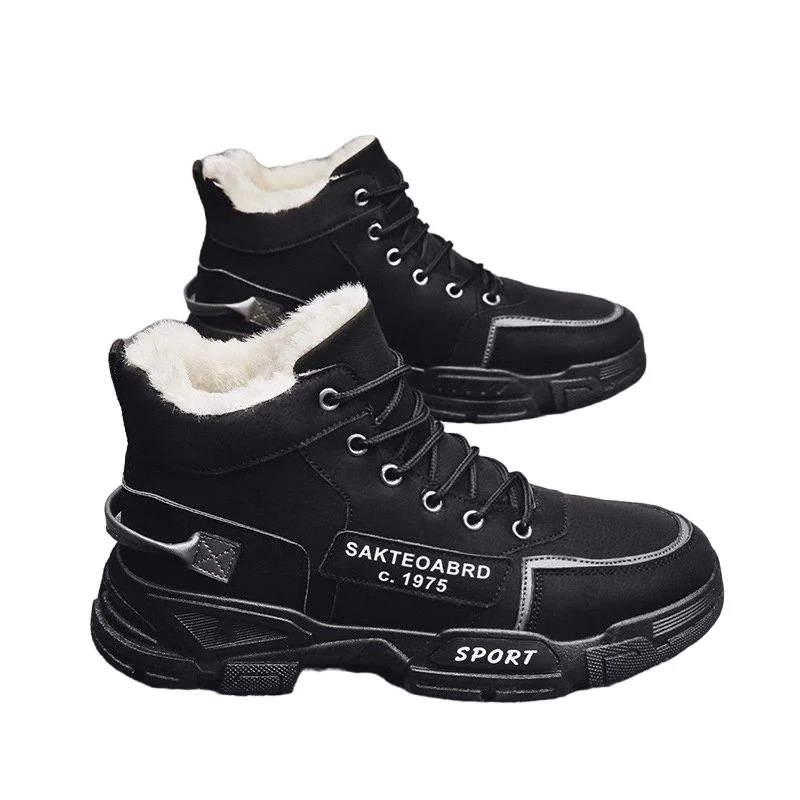 

Высокие хлопковые туфли, мужская осенне-зимняя новая корейская повседневная обувь, бархатная теплая нескользящая одежда, мужские зимние ботинки