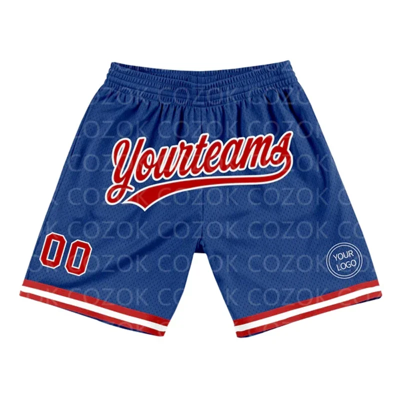 

Custom Blue Red Authentic Basketball Shorts 3D Printed Men Shorts Your Name Mumber Quick Drying Beach Shorts