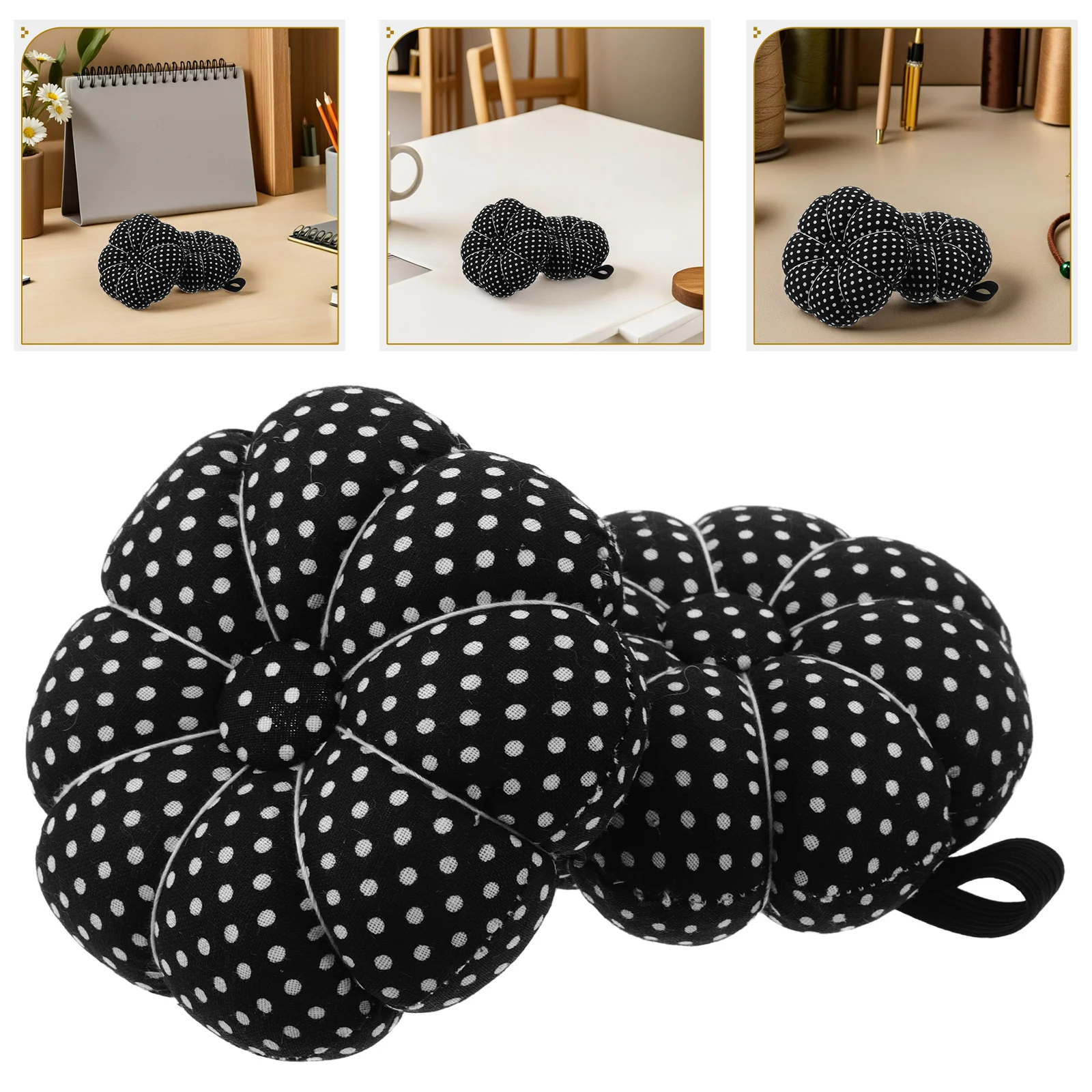 

2Pcs Sewing Pin Cushion Pumpkin Wrist Strap Soft Elastic Band Needle Holder for Cross Stitch Embroidery Quilting