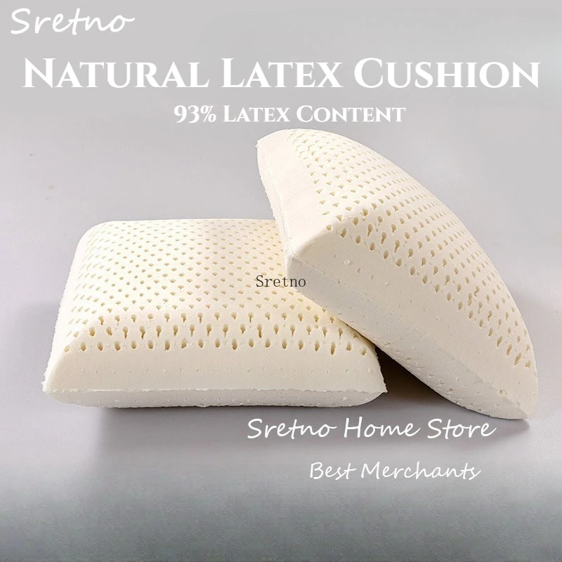 SRETNO Thai Natural Latex Seating Cushion Office Chair Seat Lumbar Neck Support Nap Pillow Backrest Cushions Square Safa Car Mat