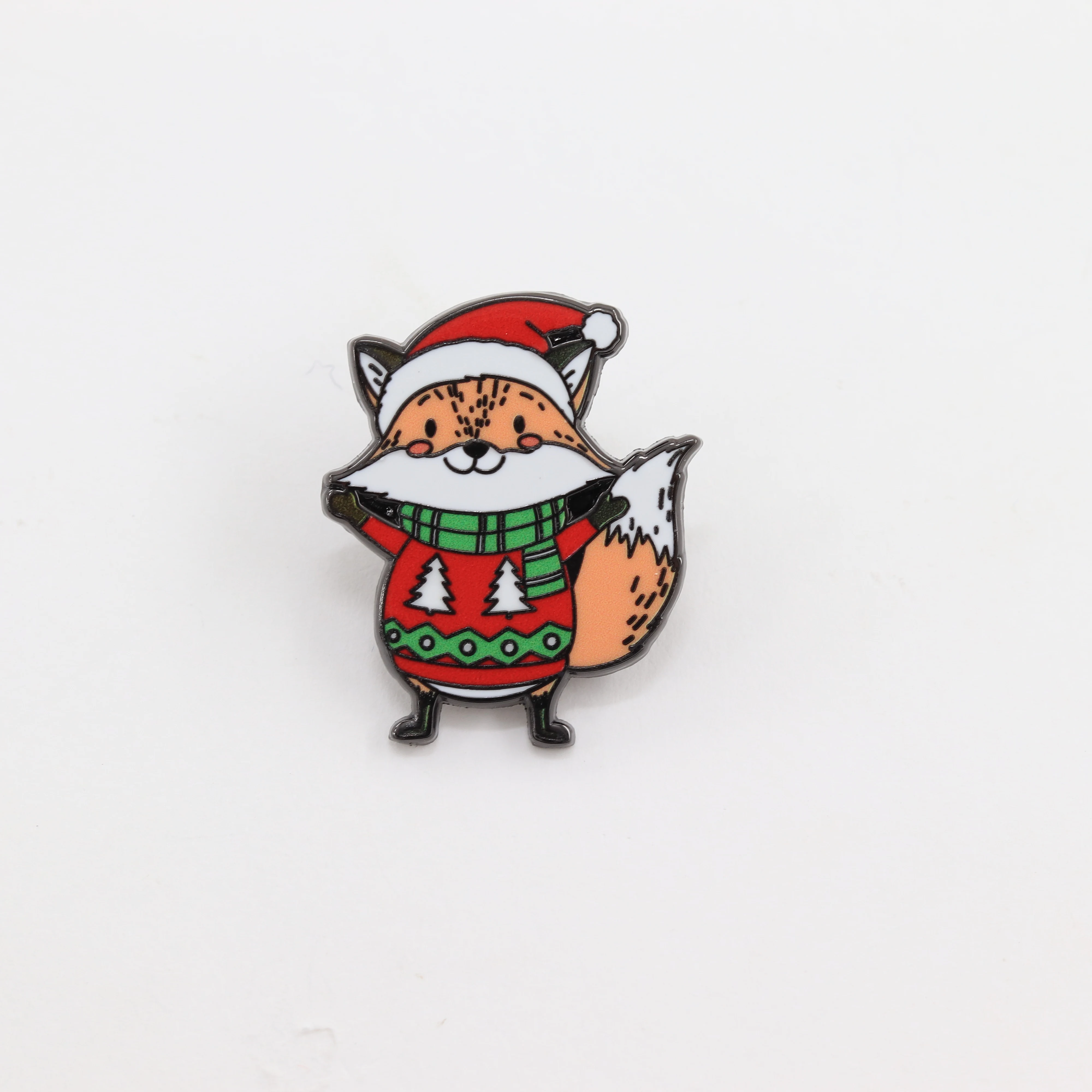 Entzückende Weihnachts-Weihnachtsmann-Fuchs-Emaille-Brosche, Niedliche Winter-Rentier-Pullover-Anstecknadel für Feiertagsparty-Geschenk, Winter-Outfit-Dekoration Zubehör – Detail 10