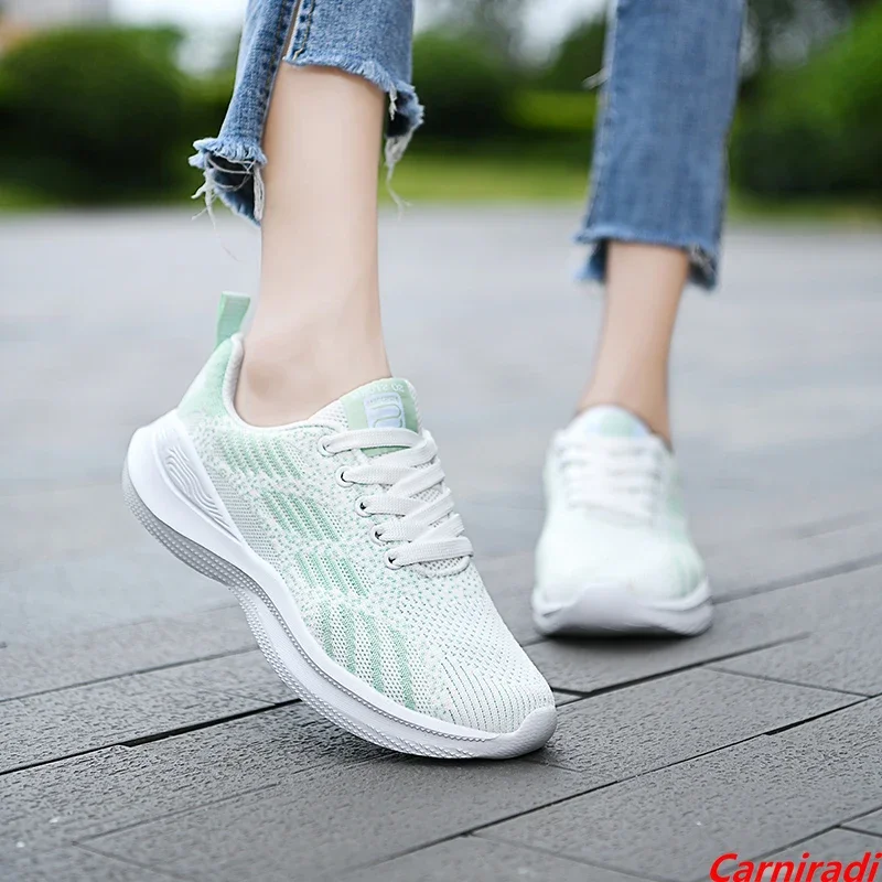 

Autumn Flying Weave 35-42 Running Shoes Women Lightweight Flat Breathable Casual Sneakers Ladies Non-slip Walking Jogging Shoes