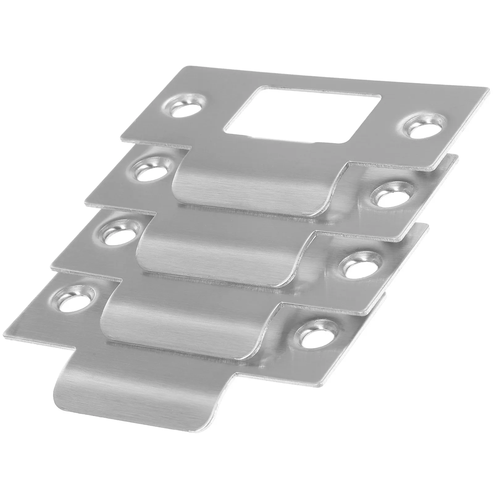 4Pcs Lock Latch Strike Plates Strong Stainless Steel Door Kick Plate Reinforcement Kit for Residential Interior Exterior Doors