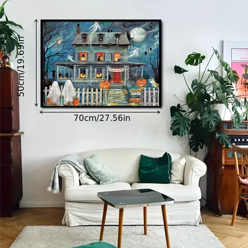 70*50 سنتيمتر 1000 قطع ورقة لغز الكبار لغز مخيف القلعة هالوين سلسلة صعوبة بانوراما الألغاز جدار المنزل Decro