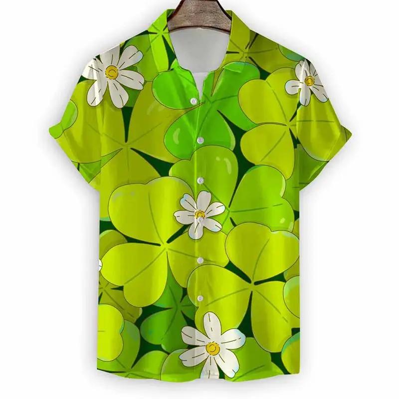 Chemise de plage hawaïenne à manches courtes pour hommes, haut à revers, imprimé tulipe, mode décontractée, confortable, nouveau style, 2024