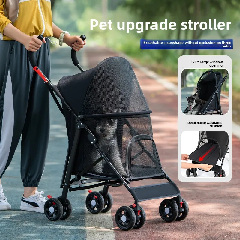 

Foldable Pet Stroller for Dogs/Cats Lightweight Travel Carrier with Canopy Breathable Puppy Pushchair Portable Outdoor Pet Cart