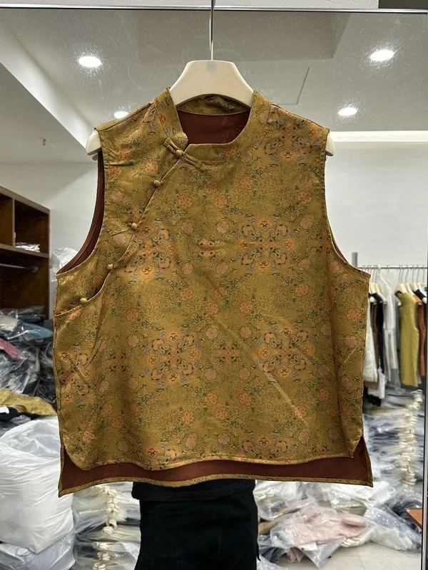 

New Summer Women's Shirt Vest with Button Design Straight Cut Commute Style Pure Color No Sleeve Stand Collar Traditional Chi...