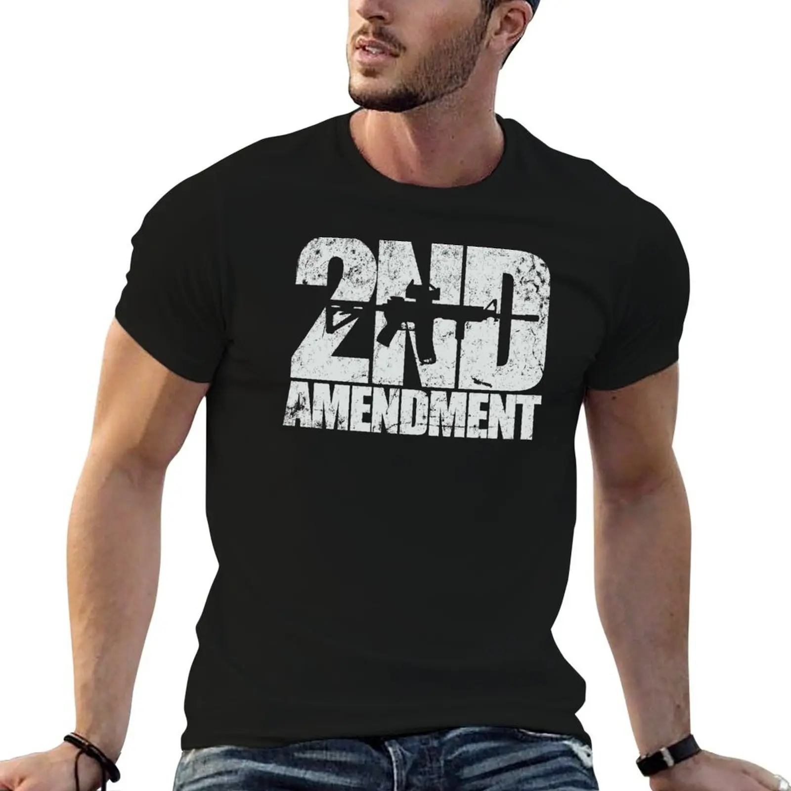 2nd Amendment with rifle T-Shirt for a boy korean fashion Men's clothing