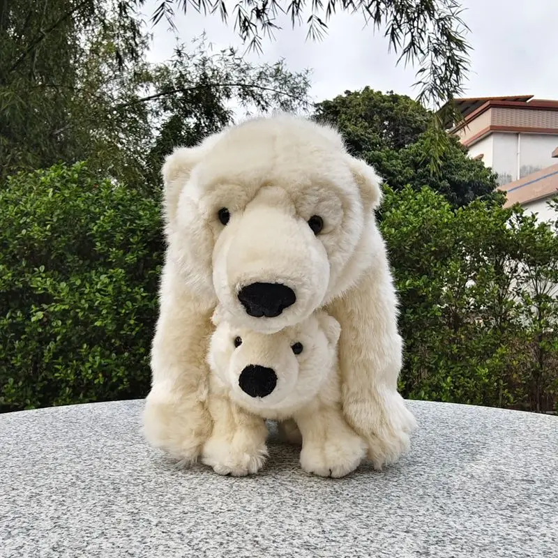 Simulatie Moeder en Kind Ijsbeer Knuffel Pop Schattige Grote Beer Pop Verjaardagscadeau Valentijnsdag Cadeau L44xH26cm