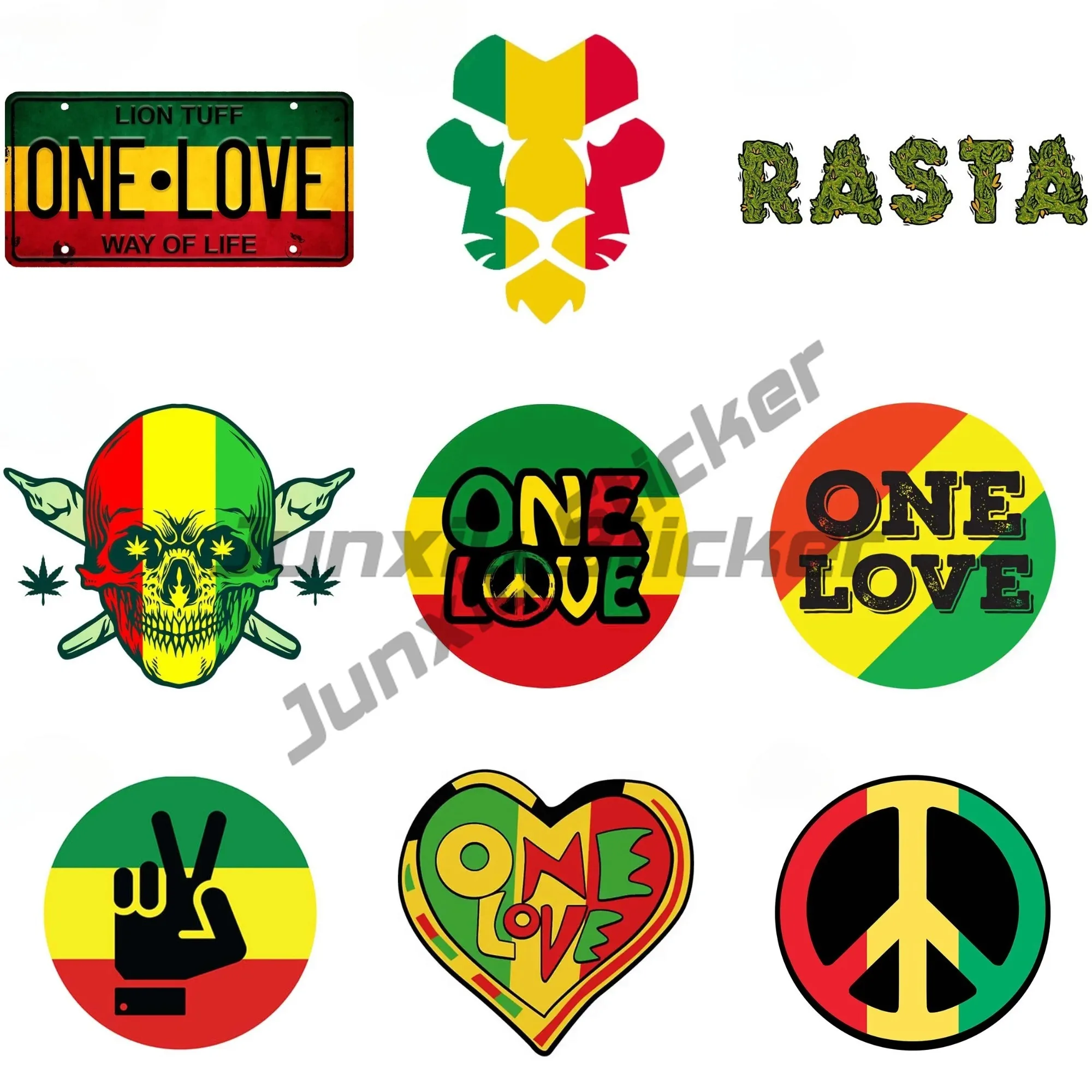 

For Vintage Rasta License Plate ONE LOVE Vinyl Car Stickers Refrigerator DIY Decal Surfboard Decoration