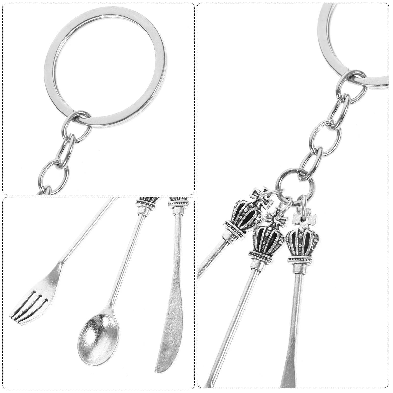 

Брелок для ключей с вилкой, ложкой, сплав, прочная практичная сумка, подвеска, компактный маленький брелок для ключей, стильный шарм-кошелек, креативный подарок для мужчин и женщин