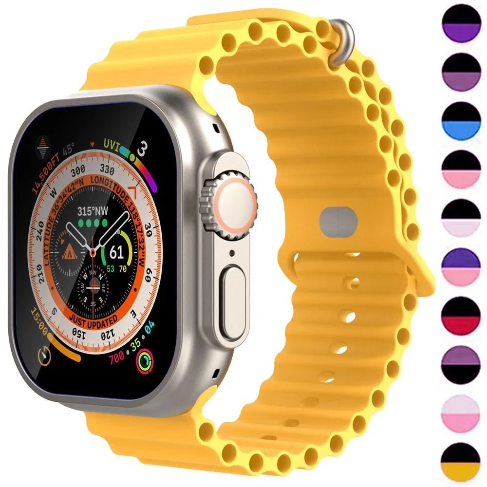 Opaska Ocean do Apple Watch Ultra 2 49 mm 45 mm 42 mm 44 mm 38/40/41 mm silikonowa bransoletka correas iwatch series 9 8 7 se 6 5 4 3 pasek