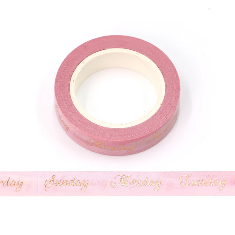 New 1PC 10mm*10m Foil Date Week Days Pink Decorative Washi Tape Scrapbooking Masking Tape School Office Supply washi sticker