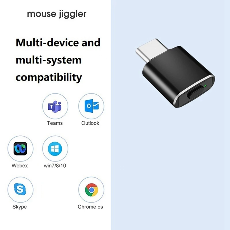 USB C Mouse Jiggler Undetectable Automatic Type C Mouse Mover 3 Jiggle Modes Driver-Free For Keeps Computer Awake