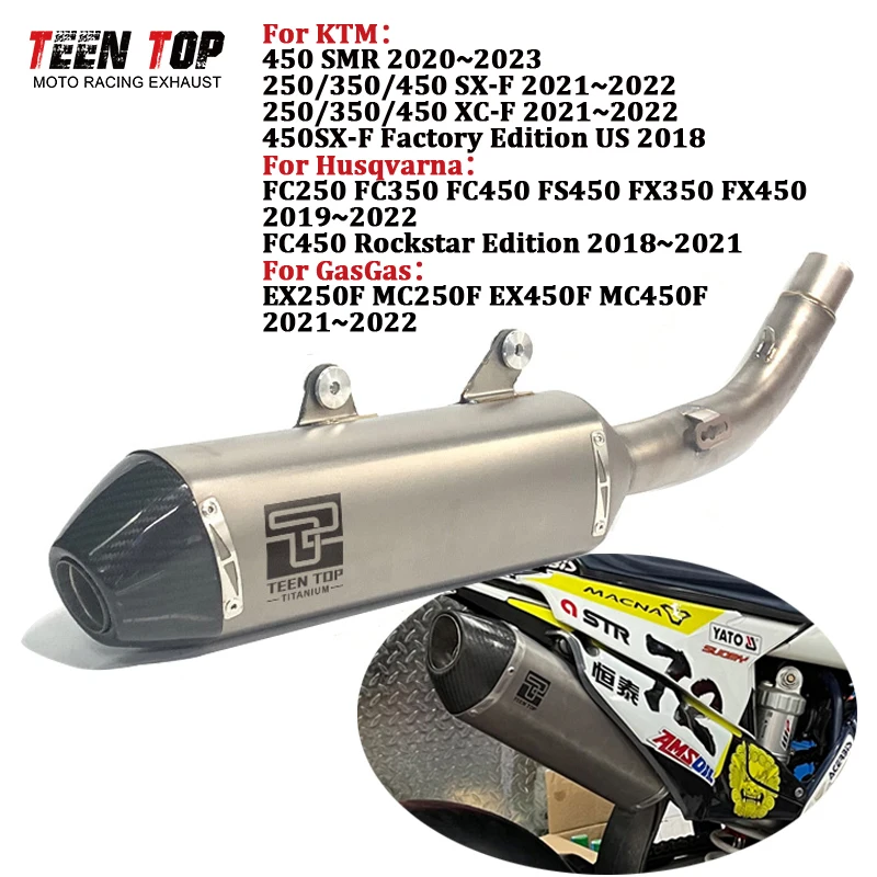 

Titanium Motocross Slip-on Exhaust For KTM 250XC-F 350XC-F 450XC-F 450SX-F 450SMR Mid Pipe Connect Muffler Escape Moto Tailpipe