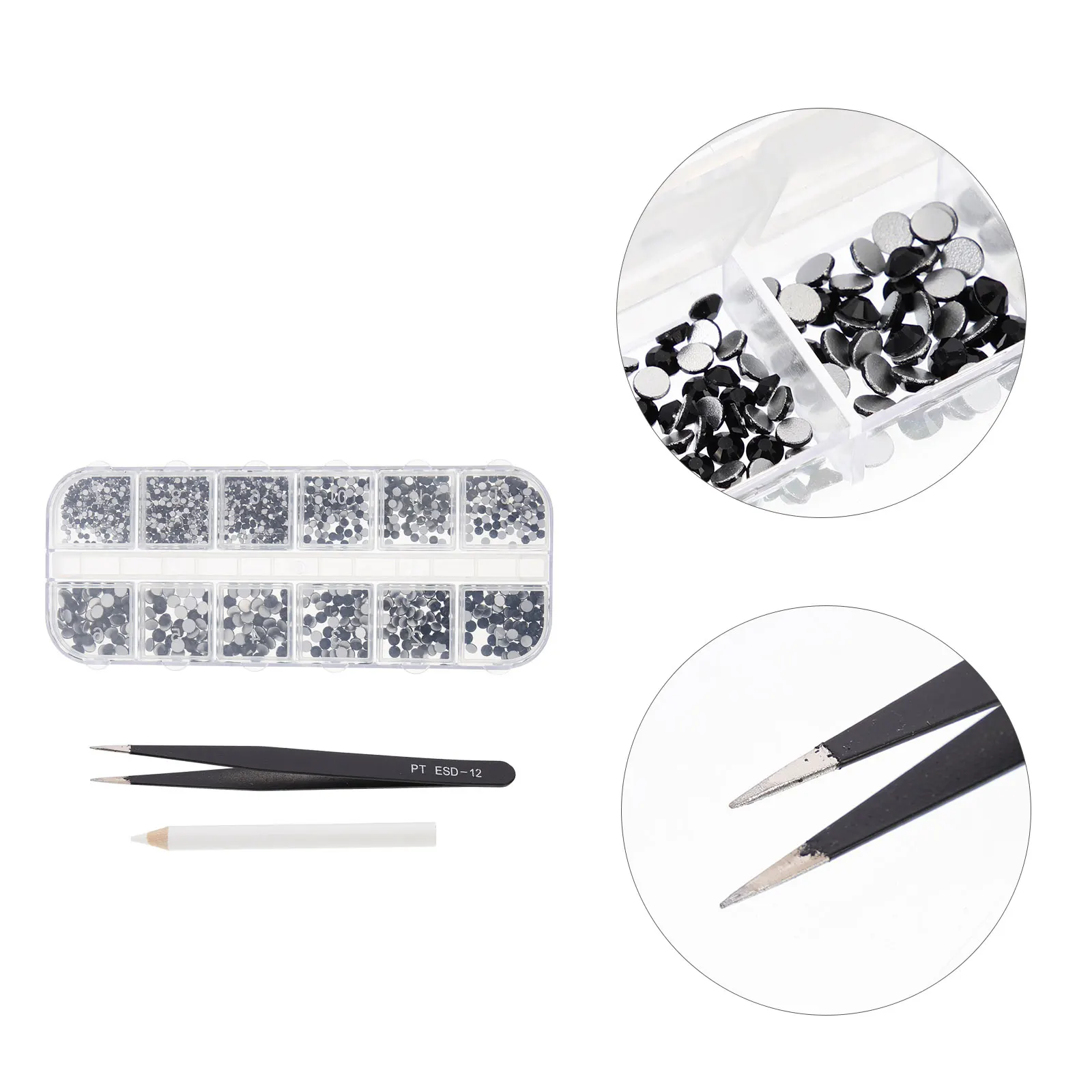 

Rhinestone Nail Art Decors Round Rhinestones for Manicure Tools Wooden Accessories Bright Colors Long Life DIY Needs Shiny