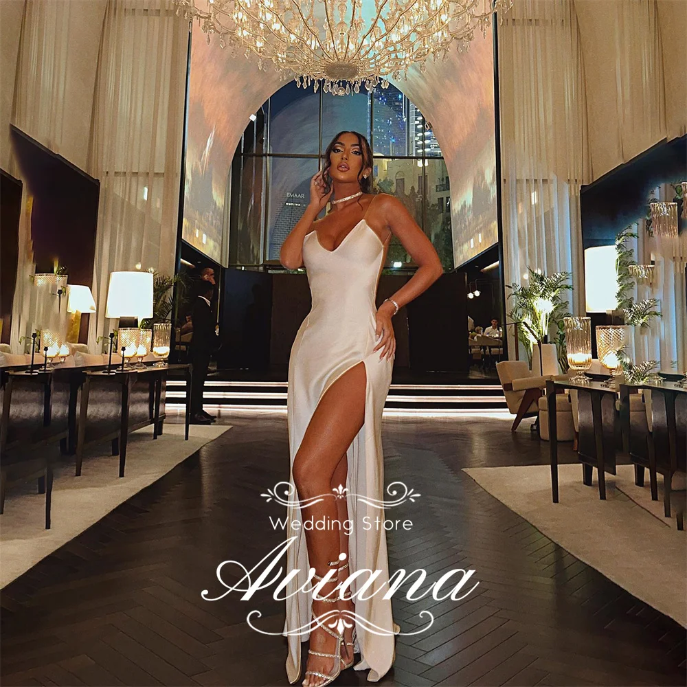 

Aviana Customized Sweetheart High Side Split Backless Elegant New Design Wedding Dress Sleeveless 2025 Stain Spaghetti Strap