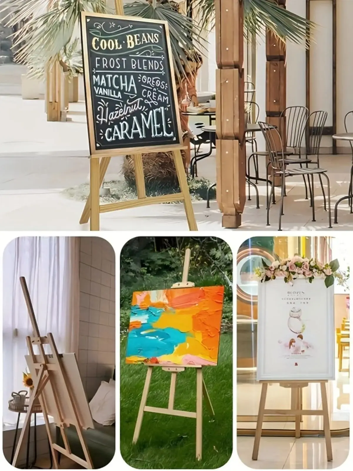 Tragbare Kunststaffelei Holzstaffelei mit A-Rahmen 1,75m höhenverstellbare Staffelei für Malerei Zeichnen Hochzeitsausstellungen