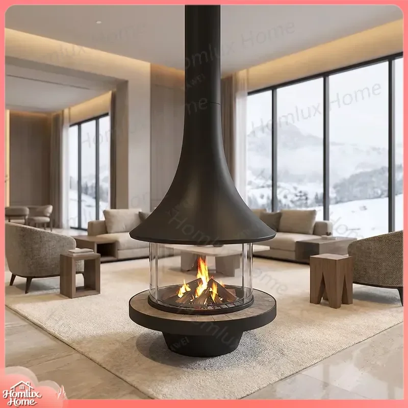 Wall Mounted Fireplace Heater with Speaker Bluetooth Audio Indoor Heating Stove for Living Room Bedroom Villa