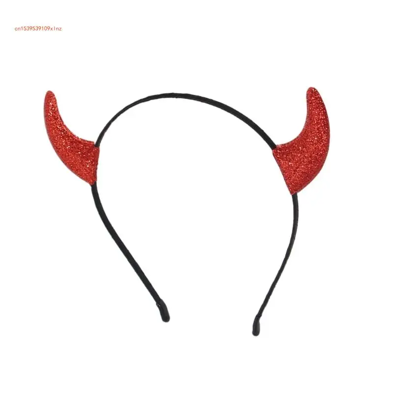 Devil Horn Hairband Glittering Powder Headband Adult Halloween Party Hairhoop