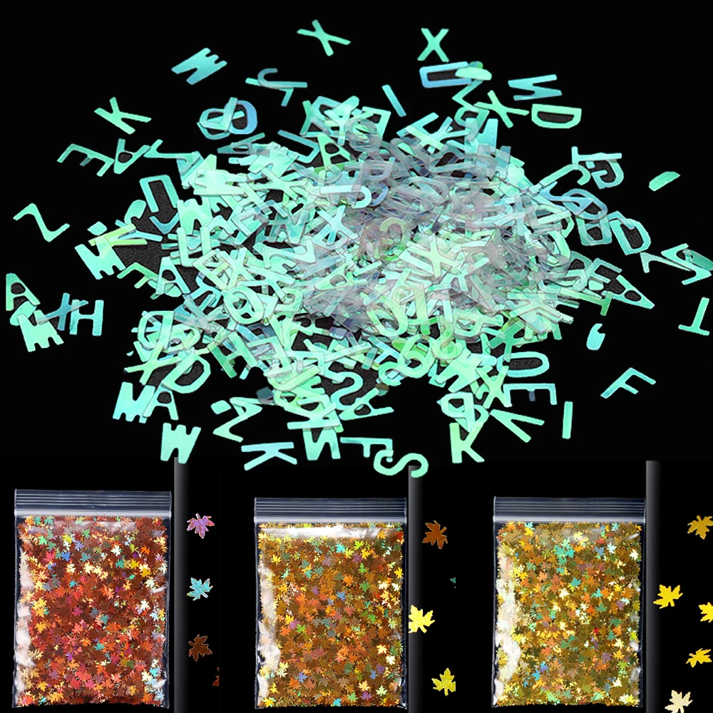 10g olografico Glitter alfabeto fiocchi resina epossidica riempimento lettera Laser paillettes Filler stampo in Silicone per la creazione di