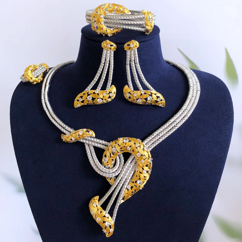 GODKI Luxury FLower Floral 4PCS DUBAI Jewelry Sets For Women Wedding Cubic Zircon Crystal CZ Indian African Bridal Jewelry Sets