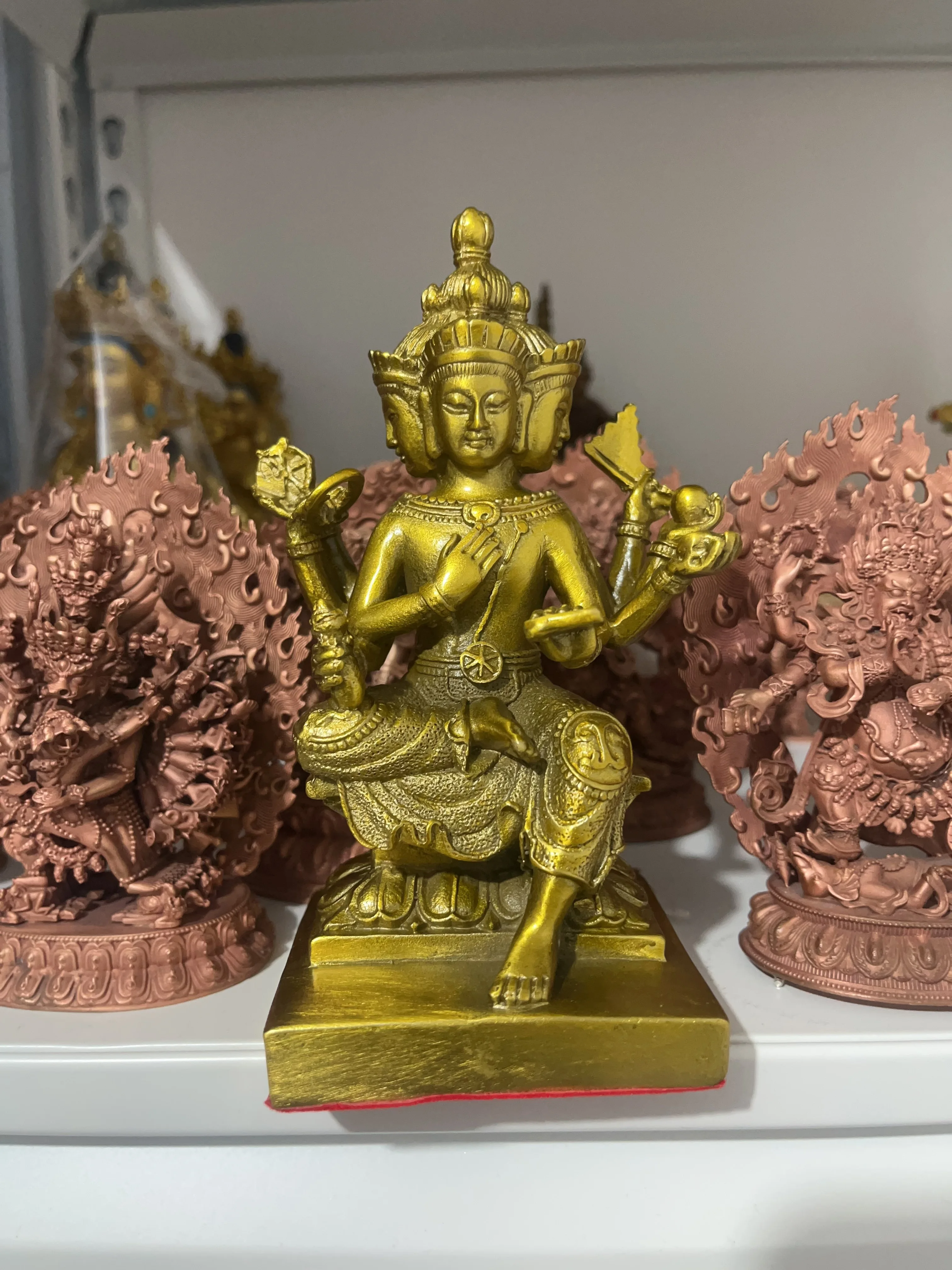 آسيا تايلاند فعالة محظوظ Phra Phrom تمثال بوذا النحاس أربعة جوانب الله بوذا مذبح العبادة المنزل نعمة الحماية