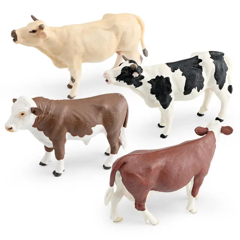 Miniatures Cow Action Figures Cute Farm Animals Cattle Figurine Toy Garden Collection PVC Lovely Model Toy Kid Holiday Gift