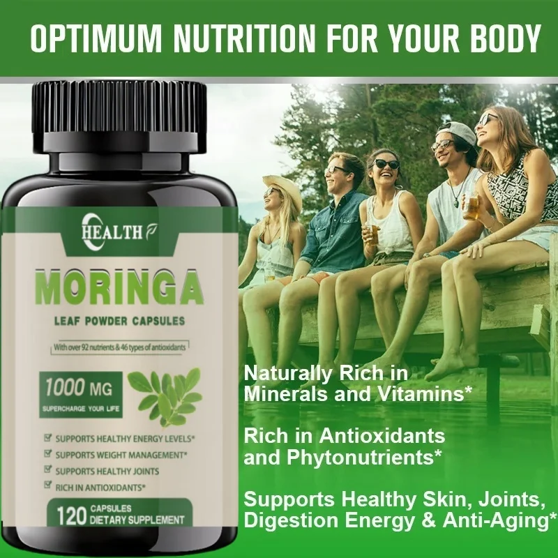 Pure Organic Moringa Leaf Powder Capsules Containing Essential Amino Acids, Non Gmo Gluten Free Additives