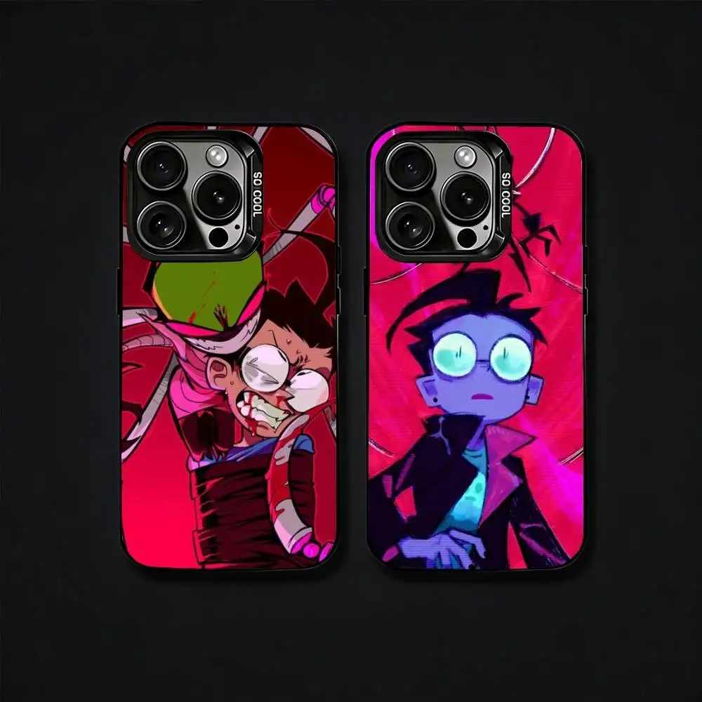 

I-Invader Zim Cartoon Phone Case For iPhone17, 16,15,14,13,12 Pro Max Black Candy Matte Shockproof Cover
