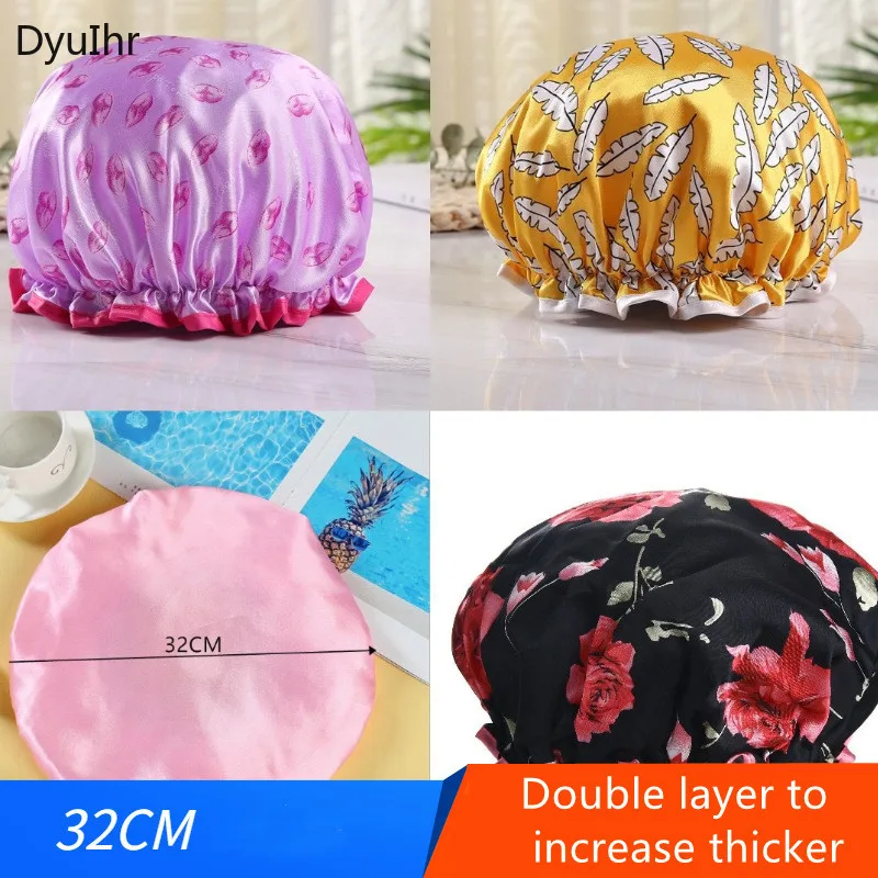 Creative Increase Thicken Printed Shower Cap Travel Portable Double-layer Shampoo Cap Kitchen Waterproof and Oil-proof Hair Cap