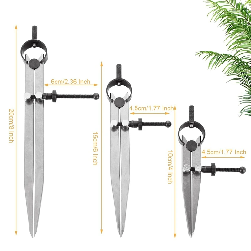 PWS 3 Pieces Adjustable Lockable Spring Wing Divider 4/6/8 Inch Carbon Steel Caliper Measuring Tool Leather Compass